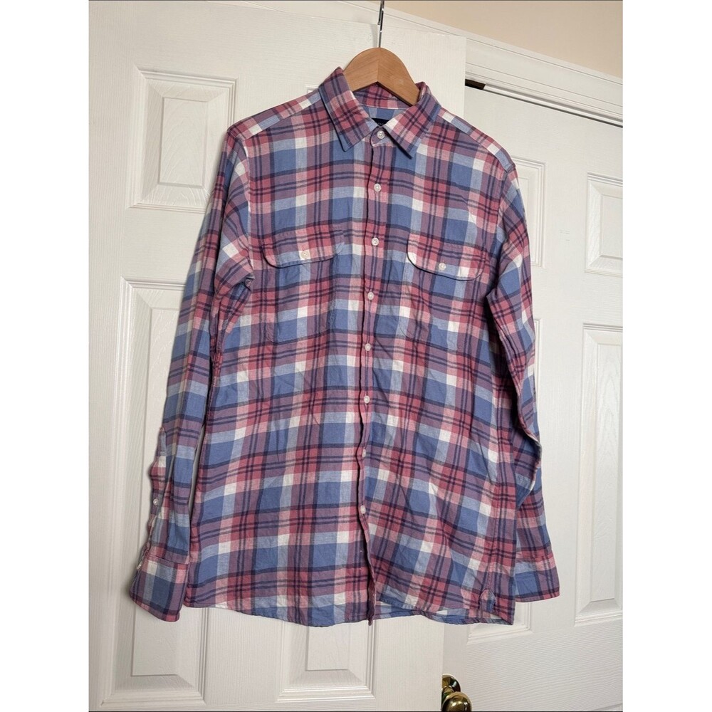 Proper cloth Men's Plaid Button-Up Shirt in Blue and Pink